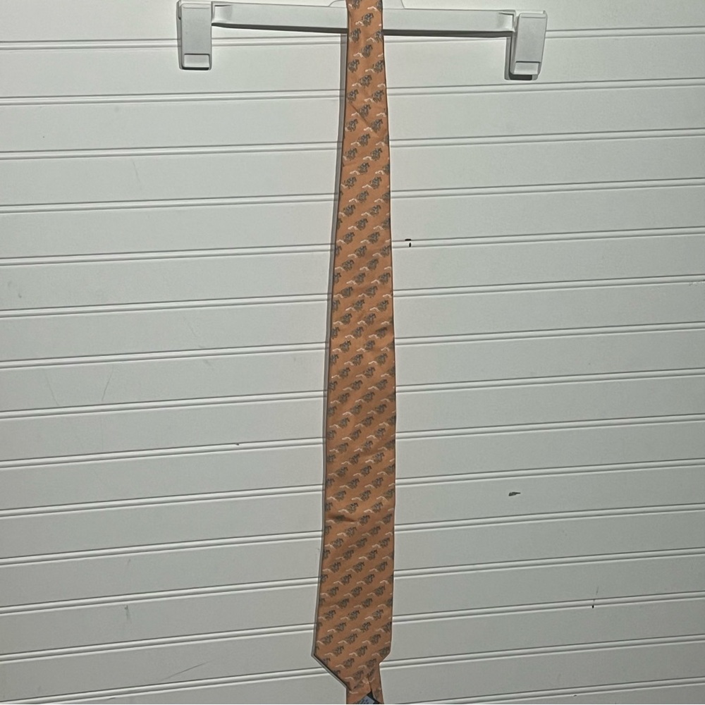 Vtg Sero New England Classics Orange Silk Tie With Horse Pattern